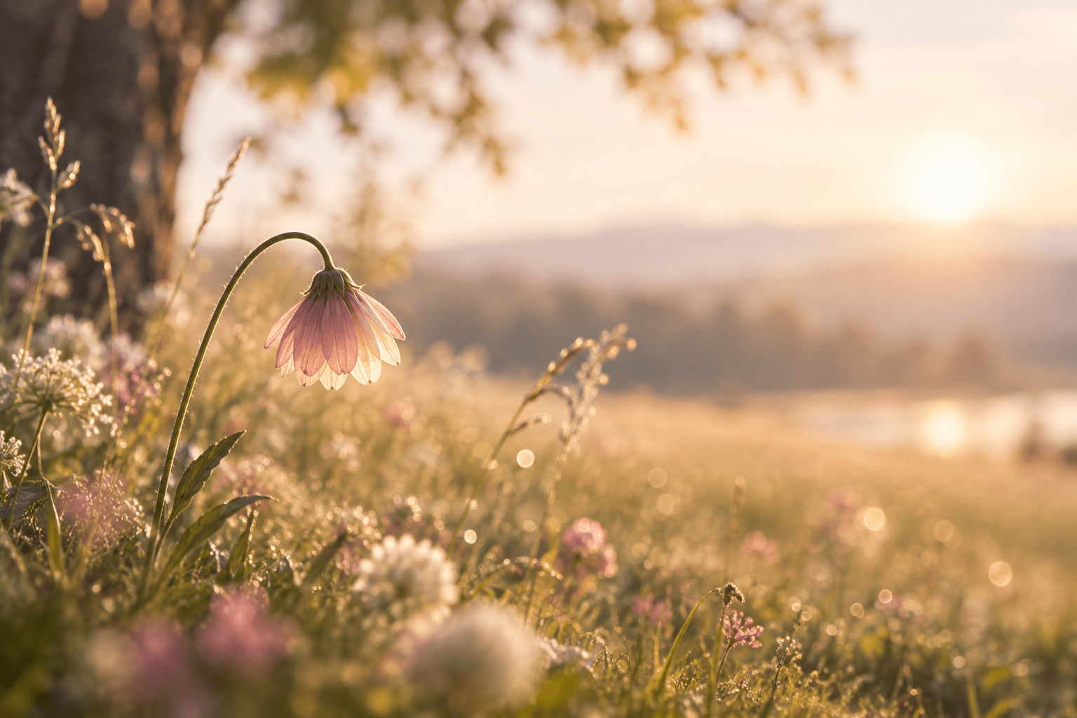 Versunkene Blüte im Abendlicht